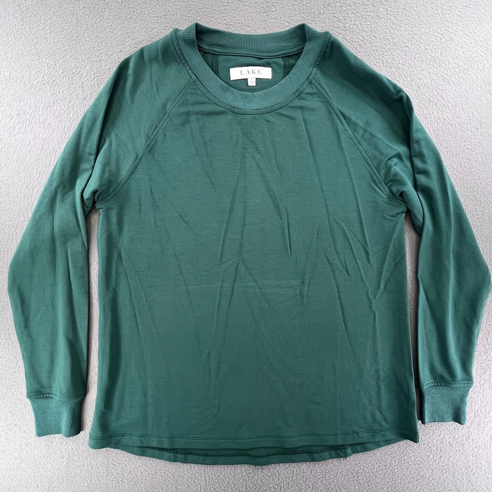 LAKE Women Top Modal Spandex Green Small Raglan Loungewear Pajama Long Sleeve